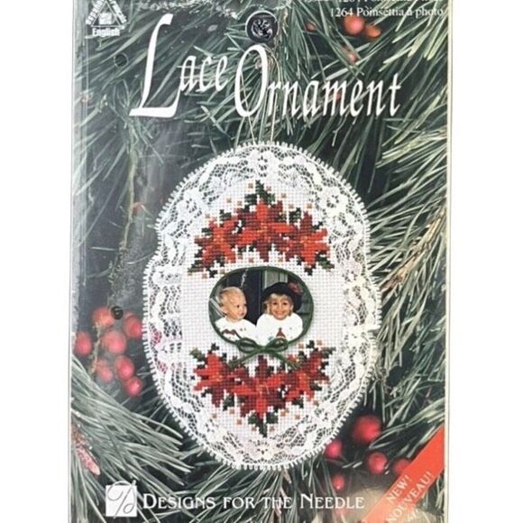 Vintage Lace Ornament Christmas cross stitch embroidery kit sealed set of 3 - Picture 2 of 5